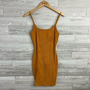 Hottie Mustard Yellow Back Zip Tank Fitted Mini Dress size Medium